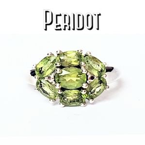 Peridot Cluster and Sterling Silver Ring